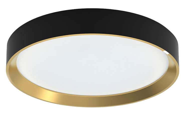 Plafonnier - noir/doré - 6,6xØ38,4cm - dimmable - LED - 1x24W - 2700K
