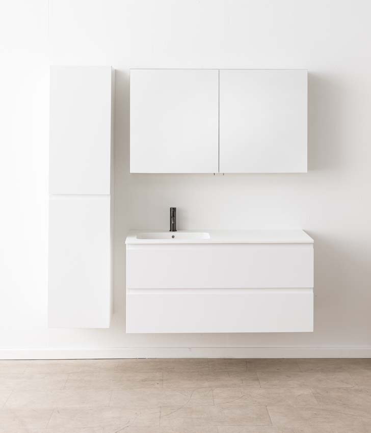 Badkamermeubel Tibo wit met enkele wastafel mat wit 120cm