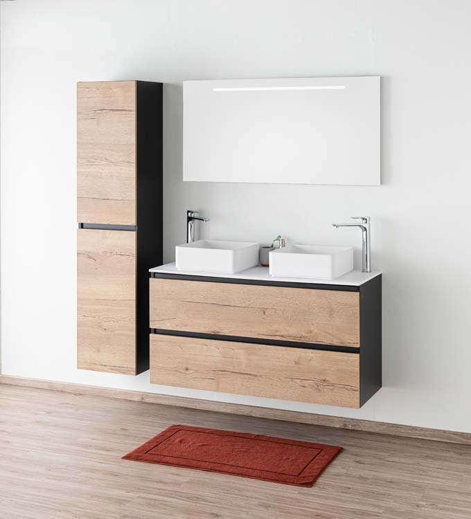 Badkamermeubel Dotan eik hangend met mat topblad 120cm