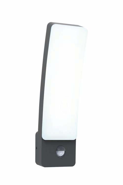 Ecl. ext. applique murale + senseur LED 4000K 1200LM 18W gris foncé