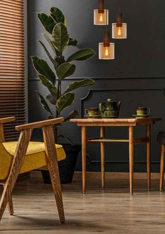 Hanglamp - amber - Ø20cm - 3xE27 - 40W