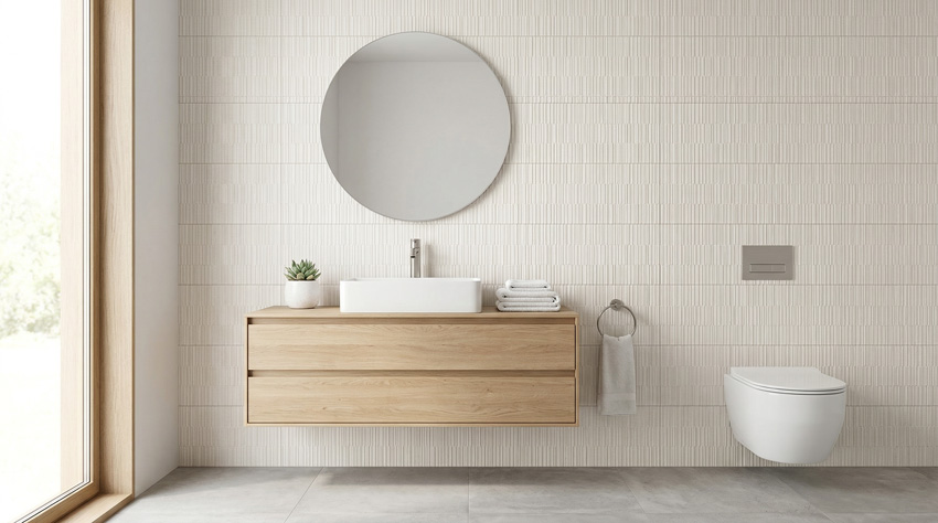 Wandtegel Cliff mat cream decor 33x90cm