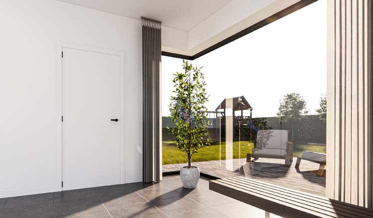 Porte intérieure complète Uran blanc 211,5x68cm aggloméré tubulaire réversible + châssis 16,5cm