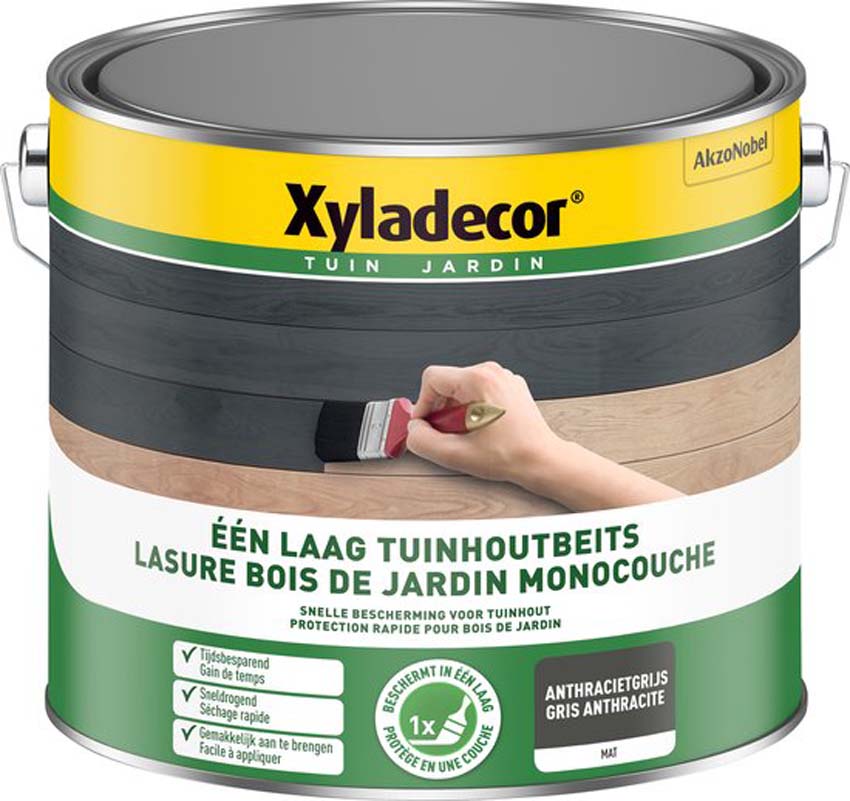 Lasure pour bois de jardin Xyladecor monocouche anthracite 2,5L