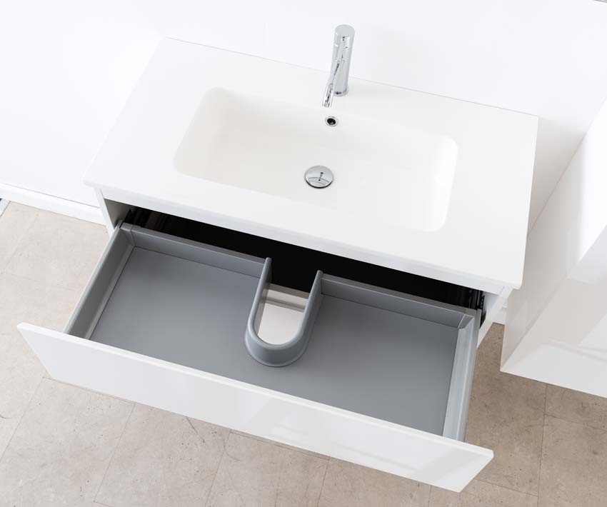 Badkamermeubel Tibo wit met enkele wastafel glanzend wit 90cm