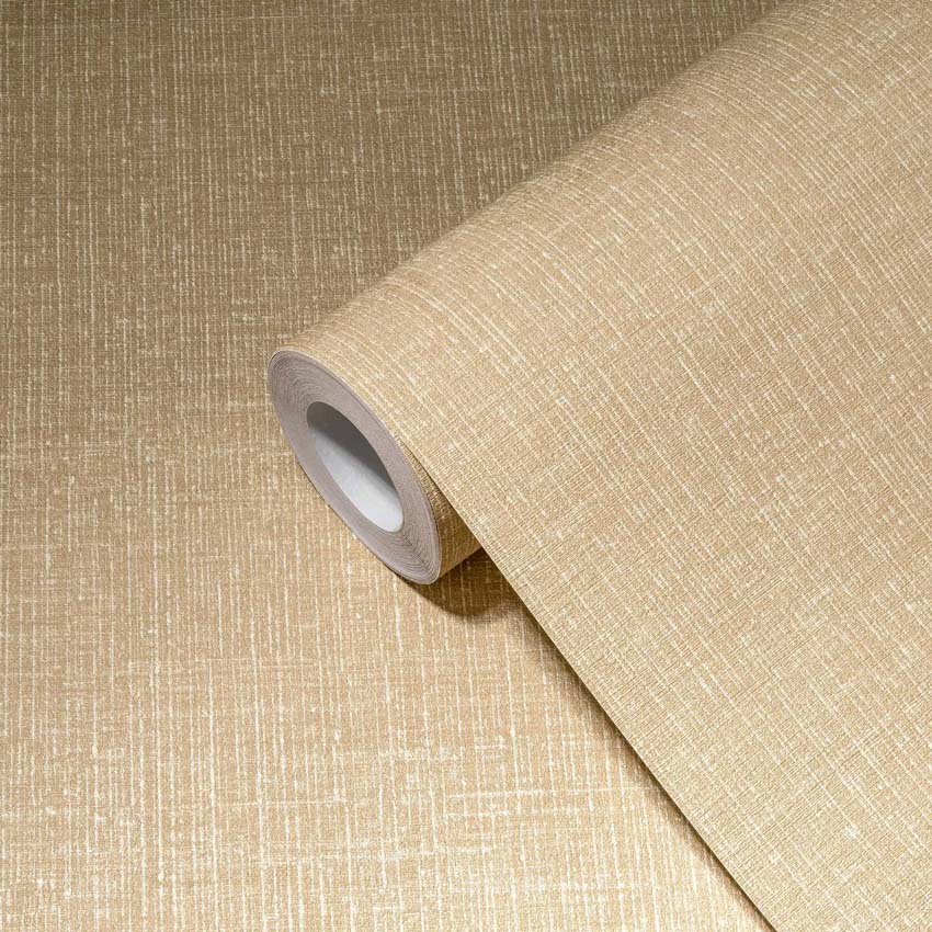Vinyl op vliesbehang uni geweven licht-/donkergeel 0,53x10m