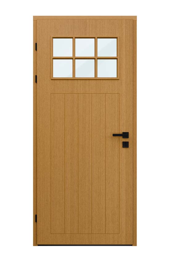 Porte extérieure bois Alva meranti naturel verre clair ouvrant à gauche sur mesure