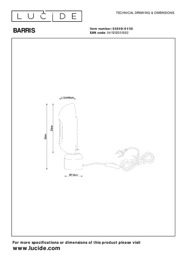 Lucide BARRIS - Lampe de table - 1xE27 - Terre cuite