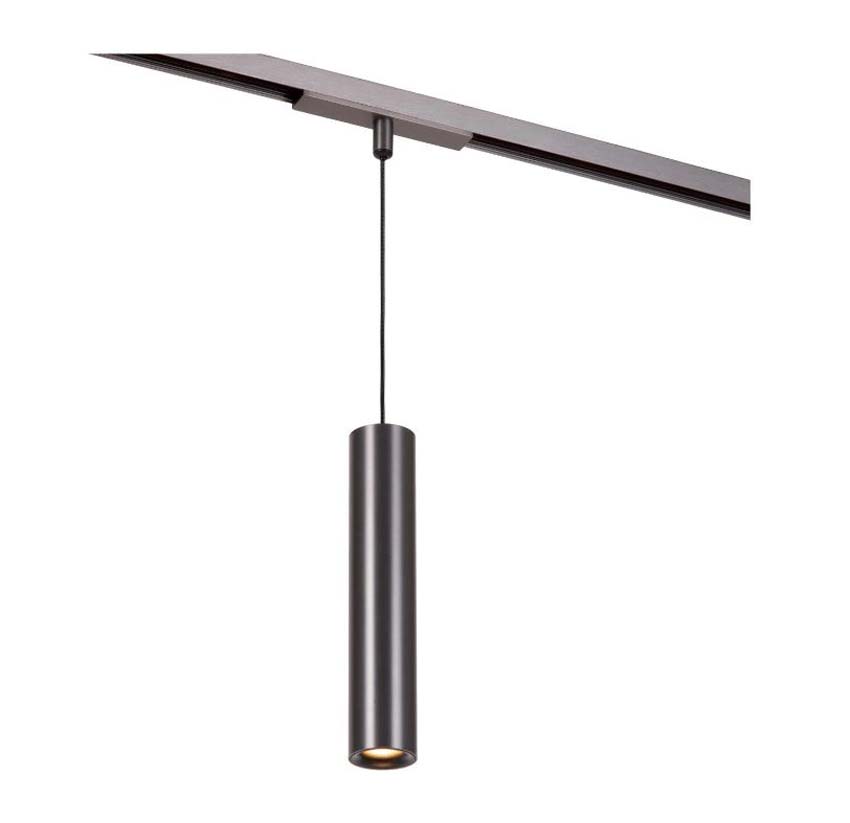 Lucide Premium Linial Luxus Suspension - Système de rails à 1 phase / Éclairage intelligent sur rail - 48V - 1xLED Dimmable - Mat Noir Chrome