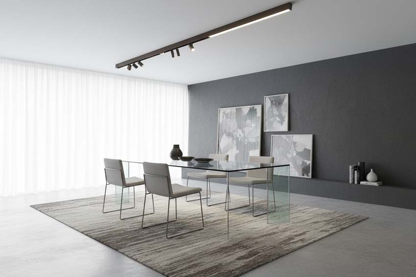 Rail lumineux Bea bronze avec LED line 1,2 m + 6 spots apparents et 3 spots encastrés