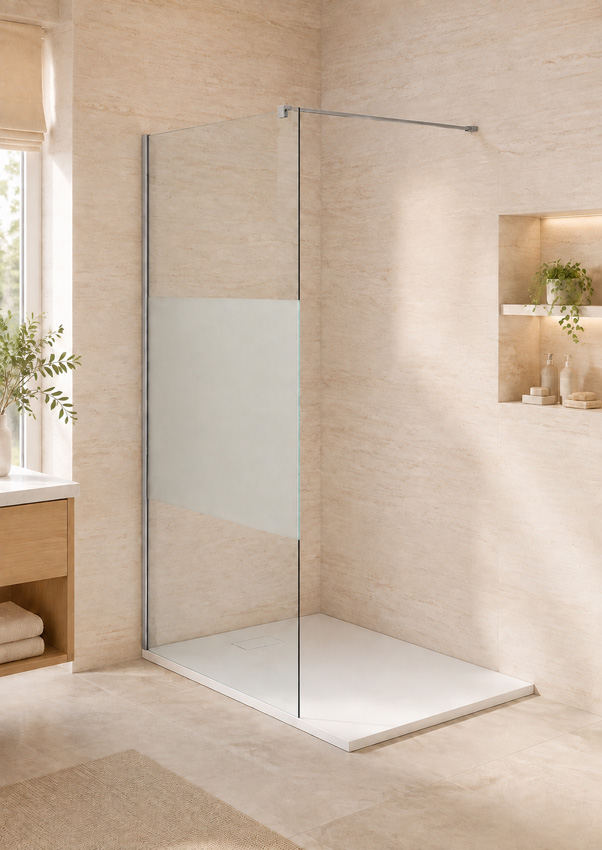Paroi de douche à l'italienne Anais verre partiellement dépoli avec kit de profilés inox 97x200cm