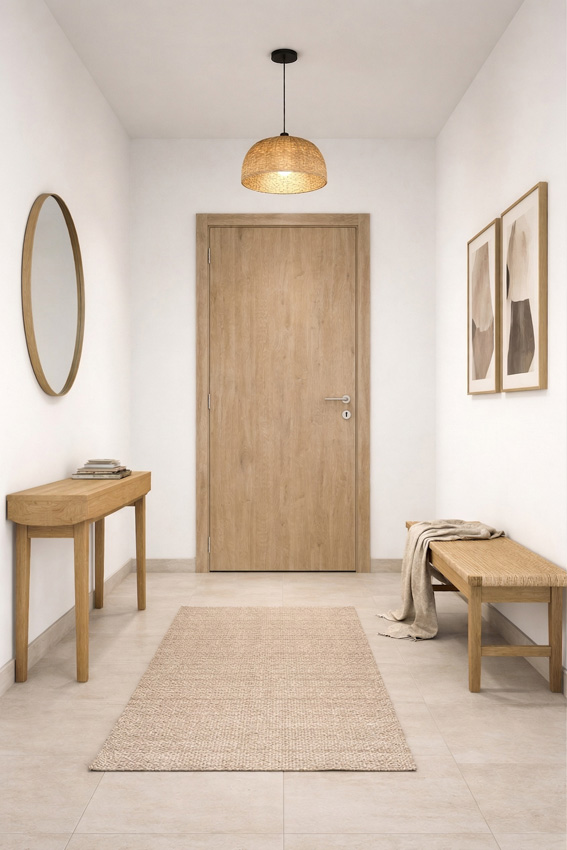 Porte intérieure complète Nalba chêne 201,5x73cm tubulaire réversible + châssis 16,5cm