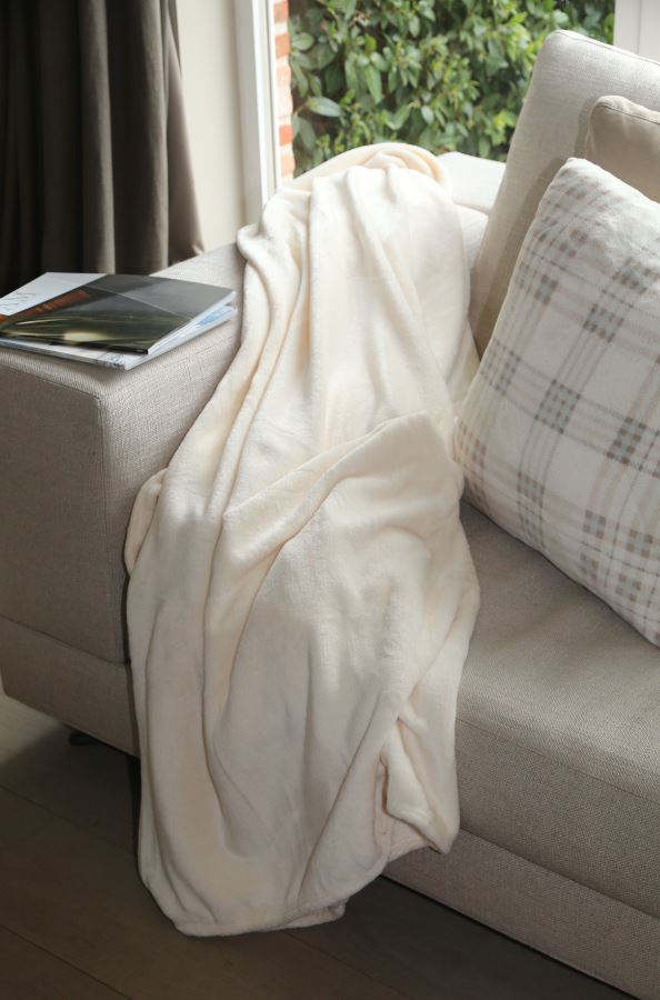 Plaid Grand Luxe beige 100% polyester 150 x 200 cm 