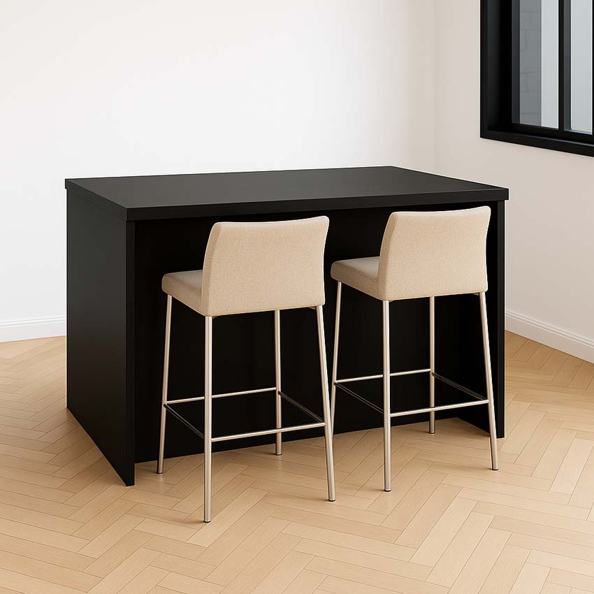 Îlot de cuisine Plenti look de chêne/noir 124,5cm