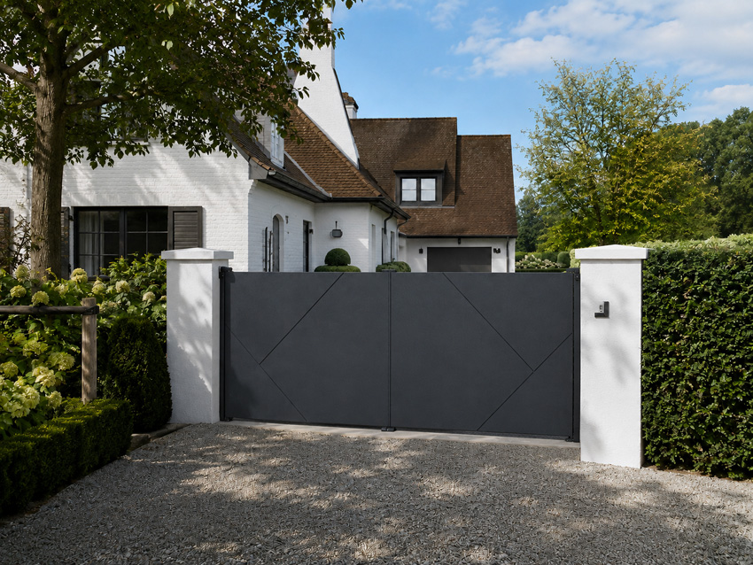 Portail battant double Bilbao en aluminium noir 300x175cm