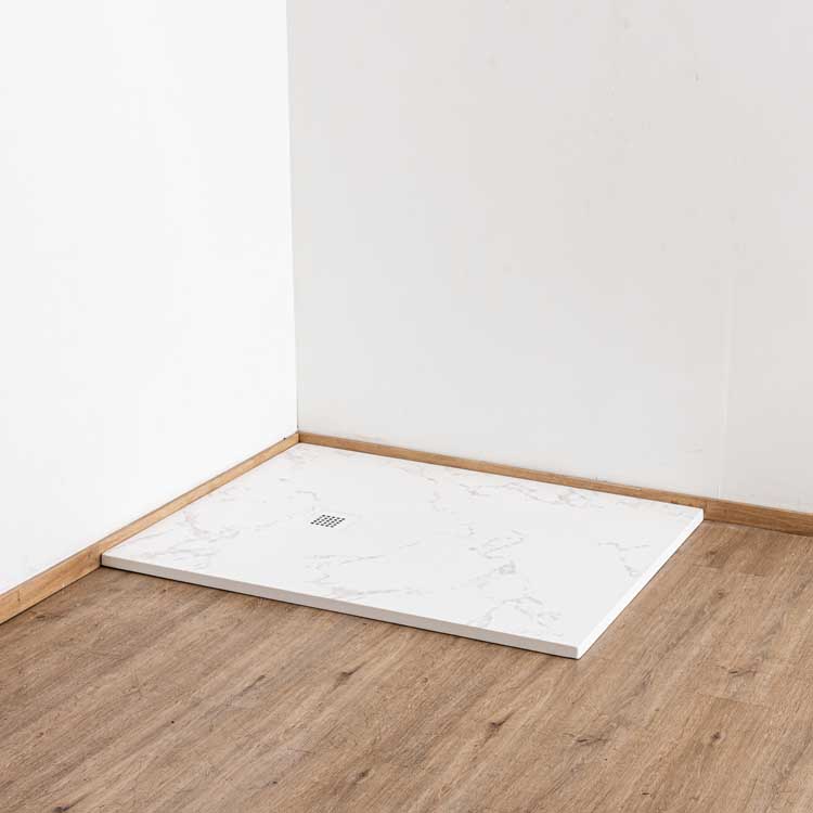 Douchebak Minimalism composiet met gelcoat marmerlook 120x90cm