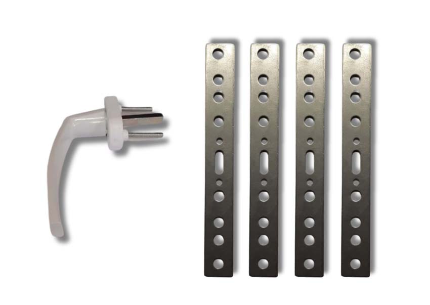 Accessoires fenêtres pvc budget: 4 pattes + poignée blanc
