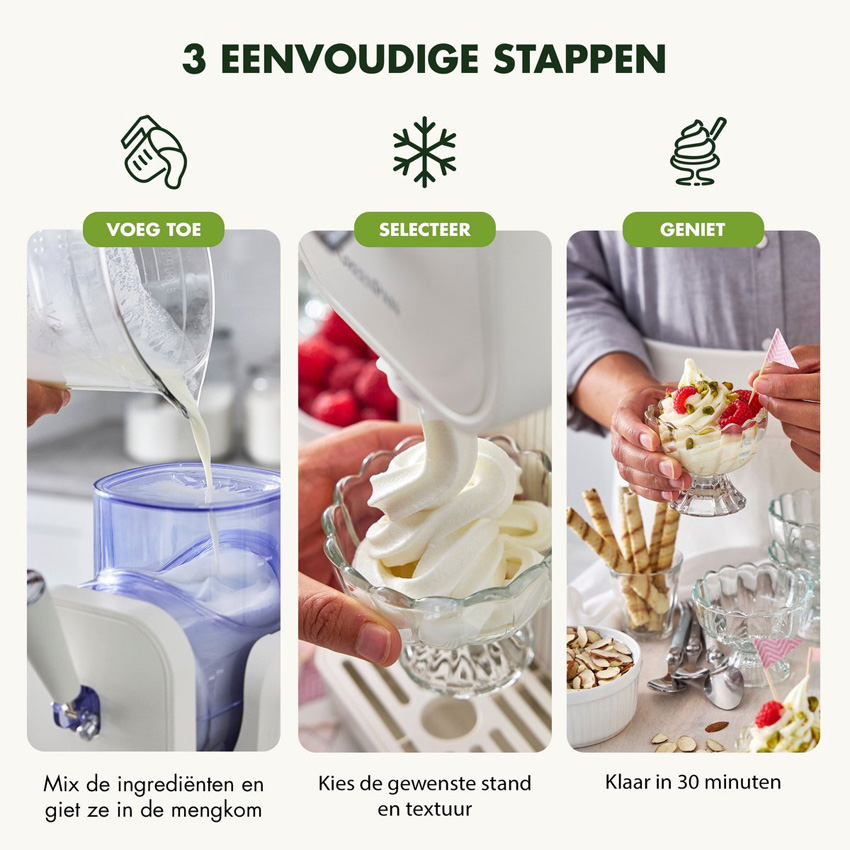 Machine à glace GreenPan Frost auto-réfrigérante crème 1,8L
