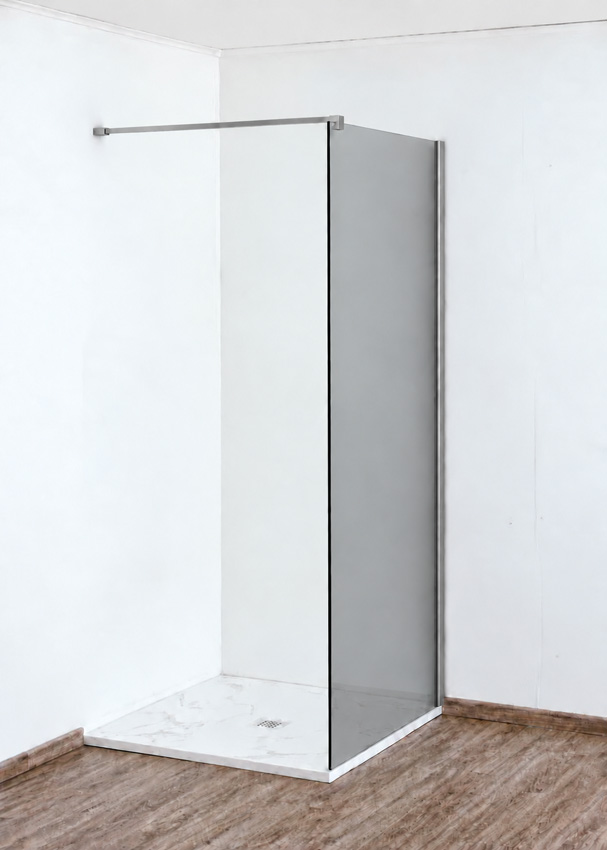 Paroi de douche à l'italienne Anais verre gris avec kit de profilés inox 107x200cm