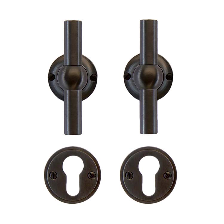 Poignée de porte pro pienza nouveau T+T carbon noir rosace cylindre