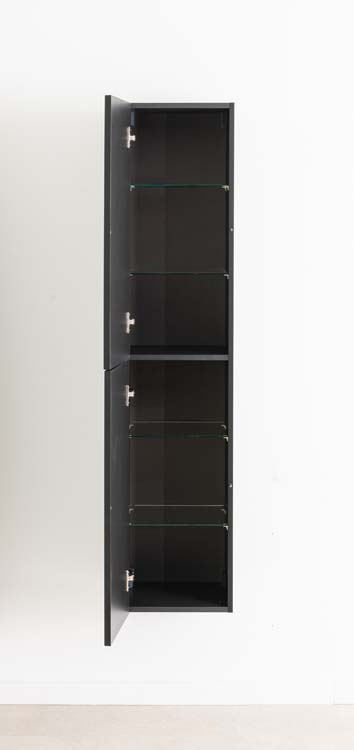 Kolomkast Sunday zwart wandmontage 160x35x35cm