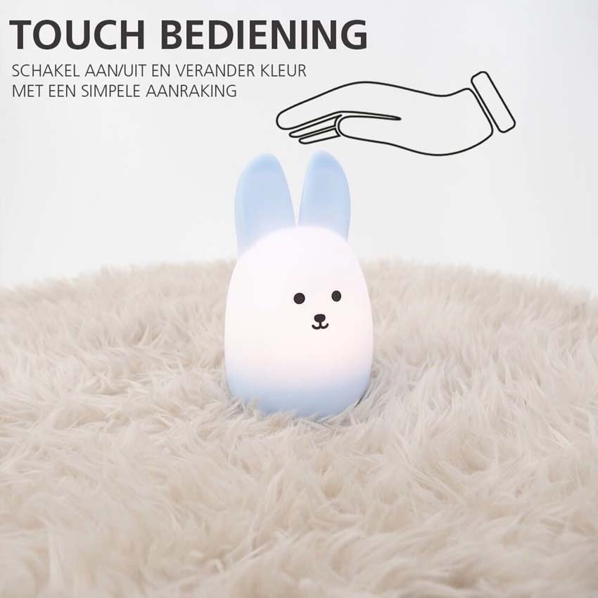 Lampe de table Lapin - Bleu - H15cm - Dimmable - LED - 1x5W - RGB/3000K - USB