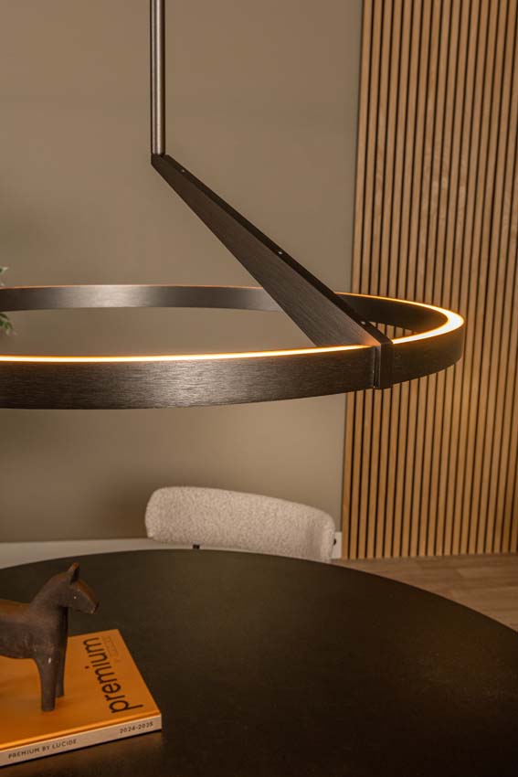 Lucide Premium Applause - Hanglamp - Ø60cm - LED Dimbaar - CCT - 1x32W 2700K/4000K - Handbewegingssensor - Grijs ijzer