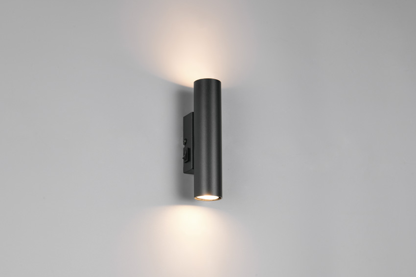 Wandlamp - mat zwart - 4x18cm - 2xGU10 - 2x5W - excl. lichtbron