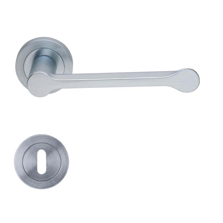 Poignée de porte brescia chrome brossé rosace barbe