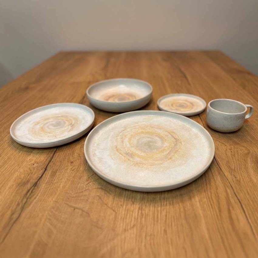 Serviesset Sunrise Aquarel aardewerk beige - 20delig - 4 personen