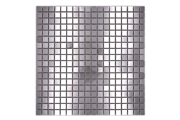 Mosaïque acier silver gloss carré 30 x 30 cm