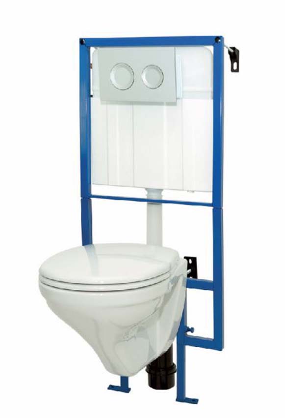 WC suspendu Allibert Live Up avec bride réservoir encastré blanc brillant avec abattant