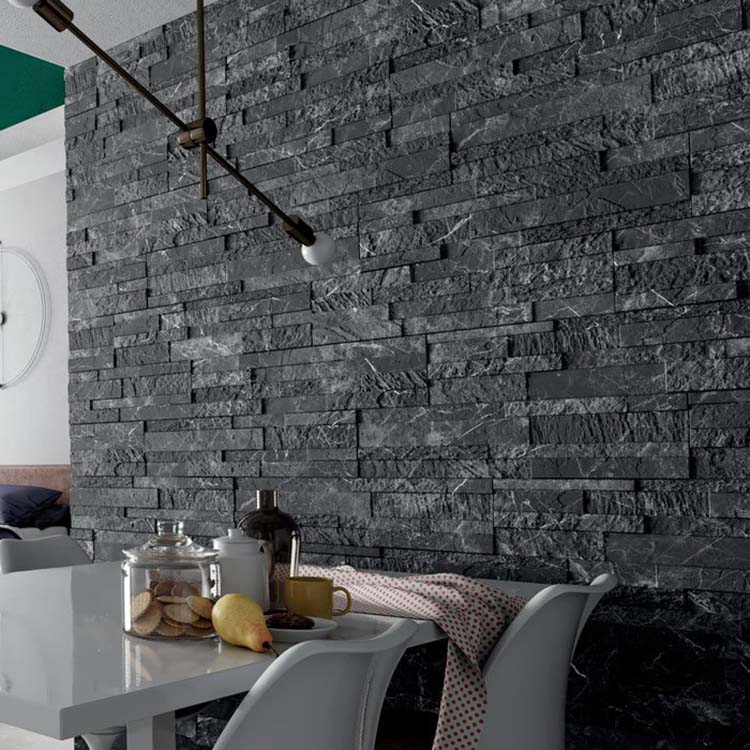 Wandtegel Katla steenstrip zwart 15x61cm