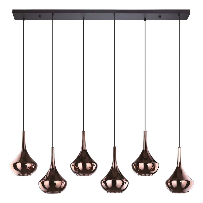 Suspension - Noir/cuivre - L144,5cm - Dimmable - E27 - 6x28W
