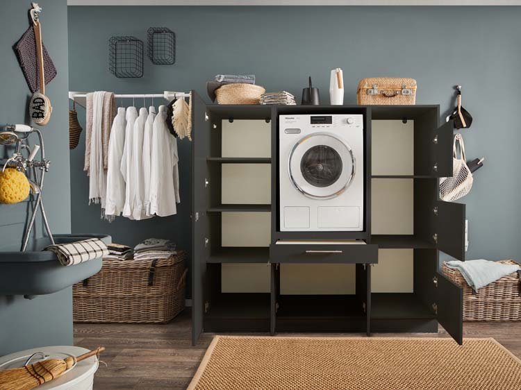Wasmachine kasten Decowash - set 10 - antraciet - 67,5x167,5x162cm