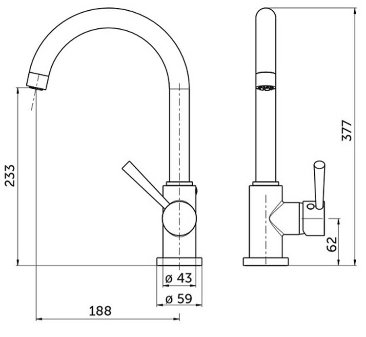 Robinet de cuisine Charlotte inox basse pression