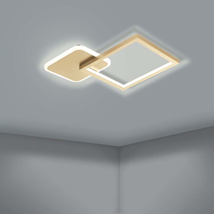 Plafonnier - Or - 45x45cm - Dimmable - LED - 1x23W - 2100lm - télécommande