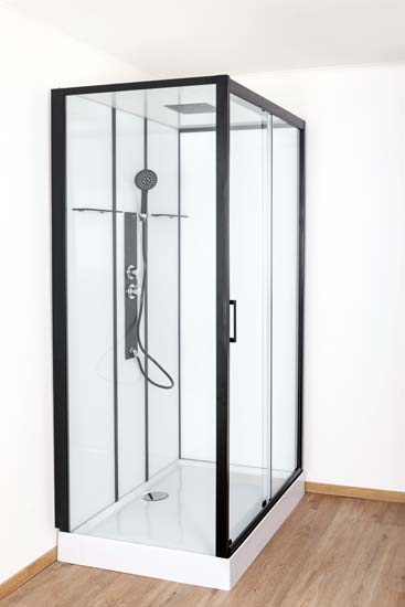 Cabine de douche Penny thermostatique noir/blanc droite