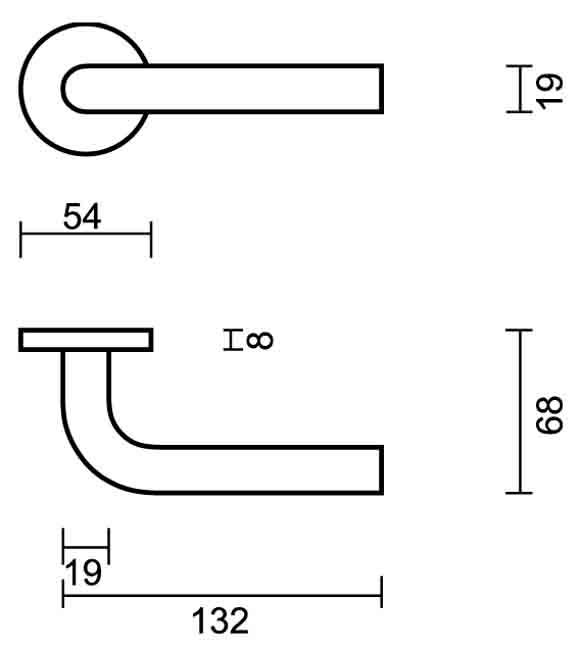 Deurklink pro Forli zwart afgerond 19 mm