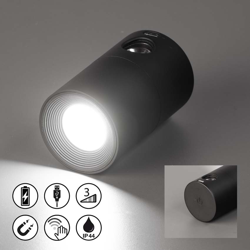 Mix&Match tête de spot type L - noir - 1.5W - 3000K - IP44 - avec aimant