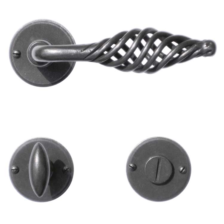 Poignée de porte pro tarente fer rond avec serrure toilette