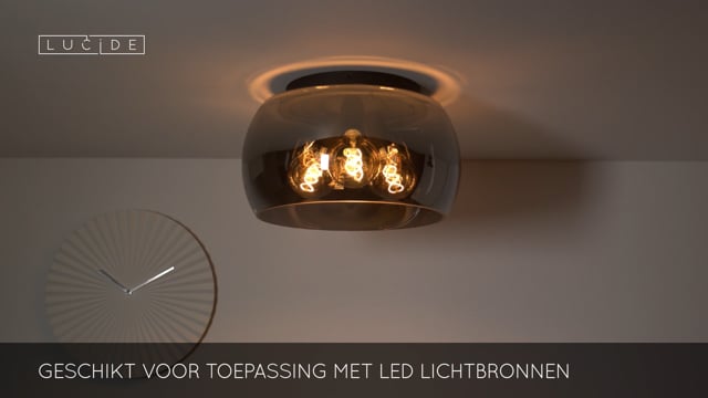 Lucide OLIVIA - Plafonnière - Ø 40 cm - 3xE27 - Fumé