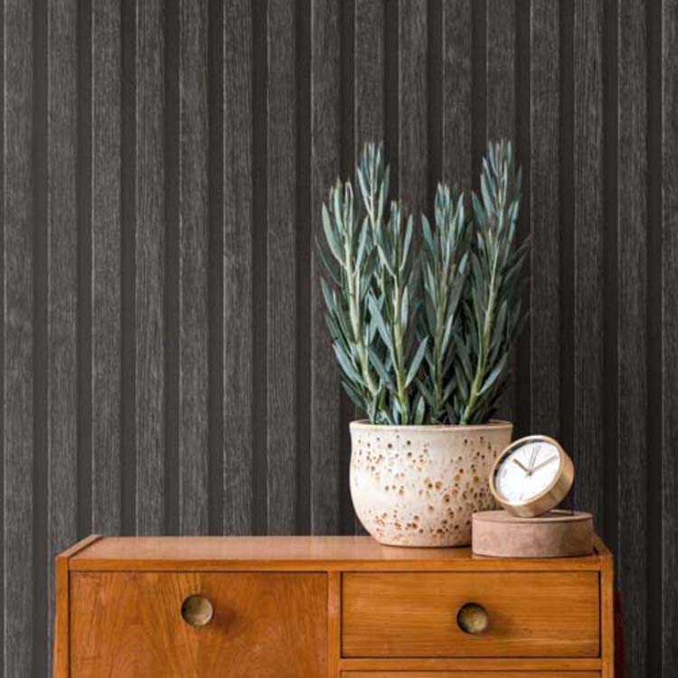 Vinyl op vlies 0.53x10m hout lat zwart_zwart