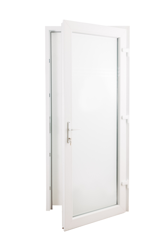 Porte ext. verre - PVC - 3 lignes transparante - Droite - 980x2180mm Porte ext. verre - PVC - 3 lignes transparante - Droite - 980x2180mm