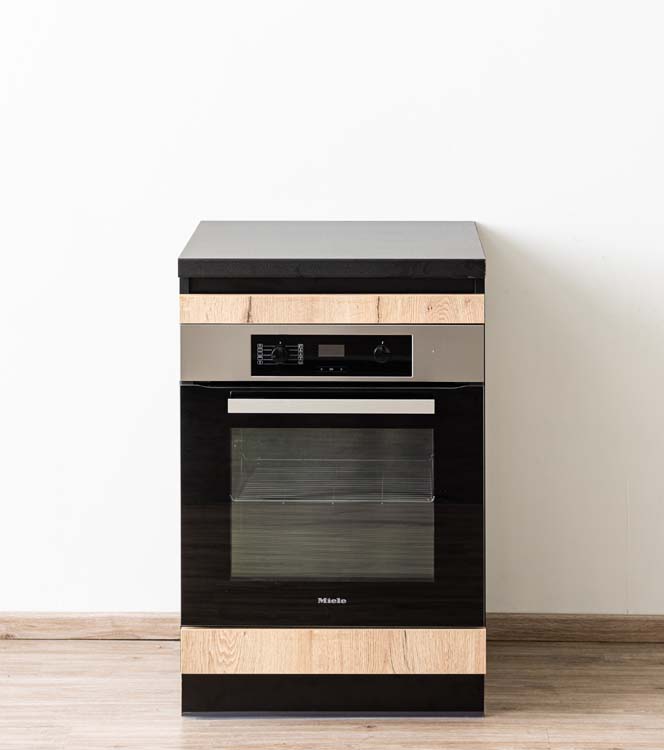 Armoire de cuisine Plenti meuble bas pour four, noir/aspect bois, 60x78cm