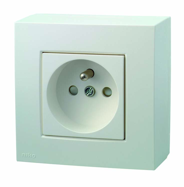Opbouwkit Stopcontact + Aardpen Wit