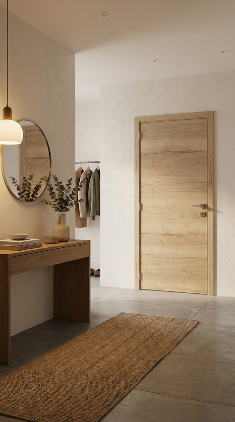 Porte intérieure complète Nature Wood 201,5x63cm tubulaire réversible + châssis 16,5cm