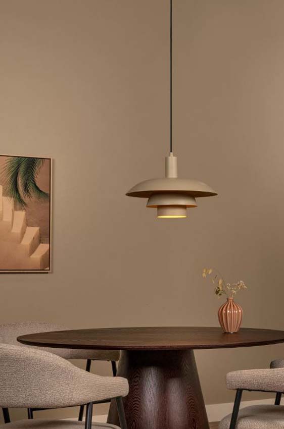 Lucide Essential Bruno - Suspension - Ø38cm - 1xE27 - Taupe
