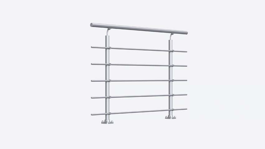 Kit garde-corps Grode aluminium argent 150cm fixation au sol