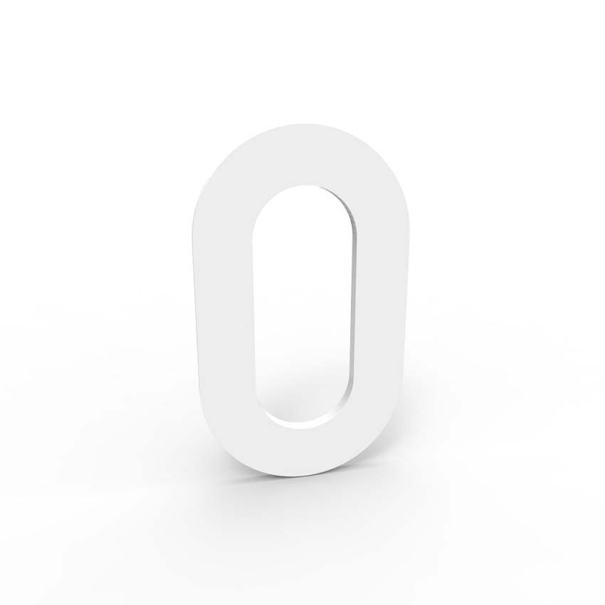 Huisnummer 0 eSafe aluminium wit 5cm / 1,5mm dikte
